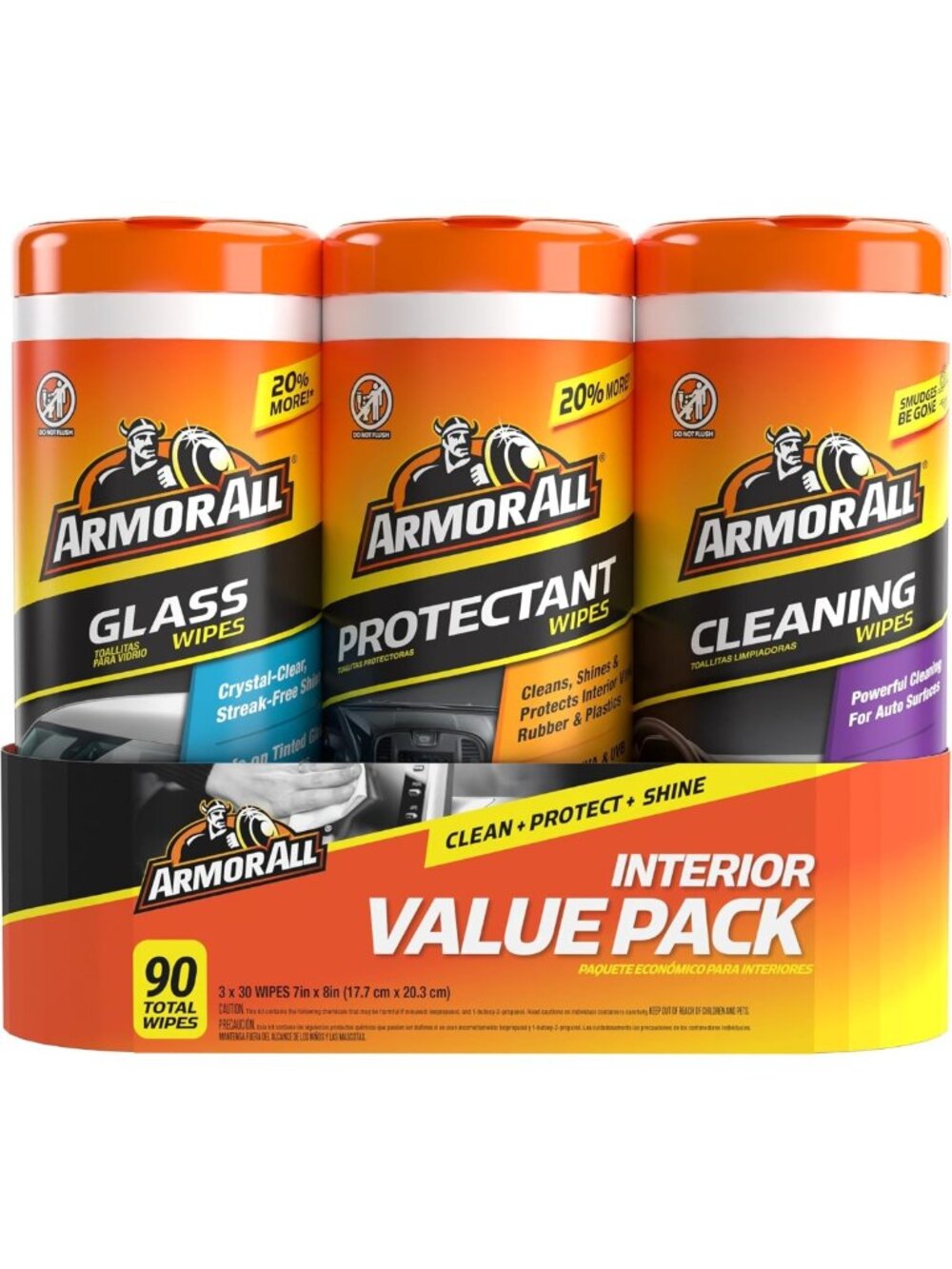 90 Count Auto Cleaning Wipes Value Pack for Car Interior Care & Shine